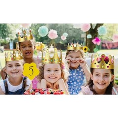Meanplan 50-Pieces Gold Paper Crowns Birthday Crowns DIY Craft Kit All Ages