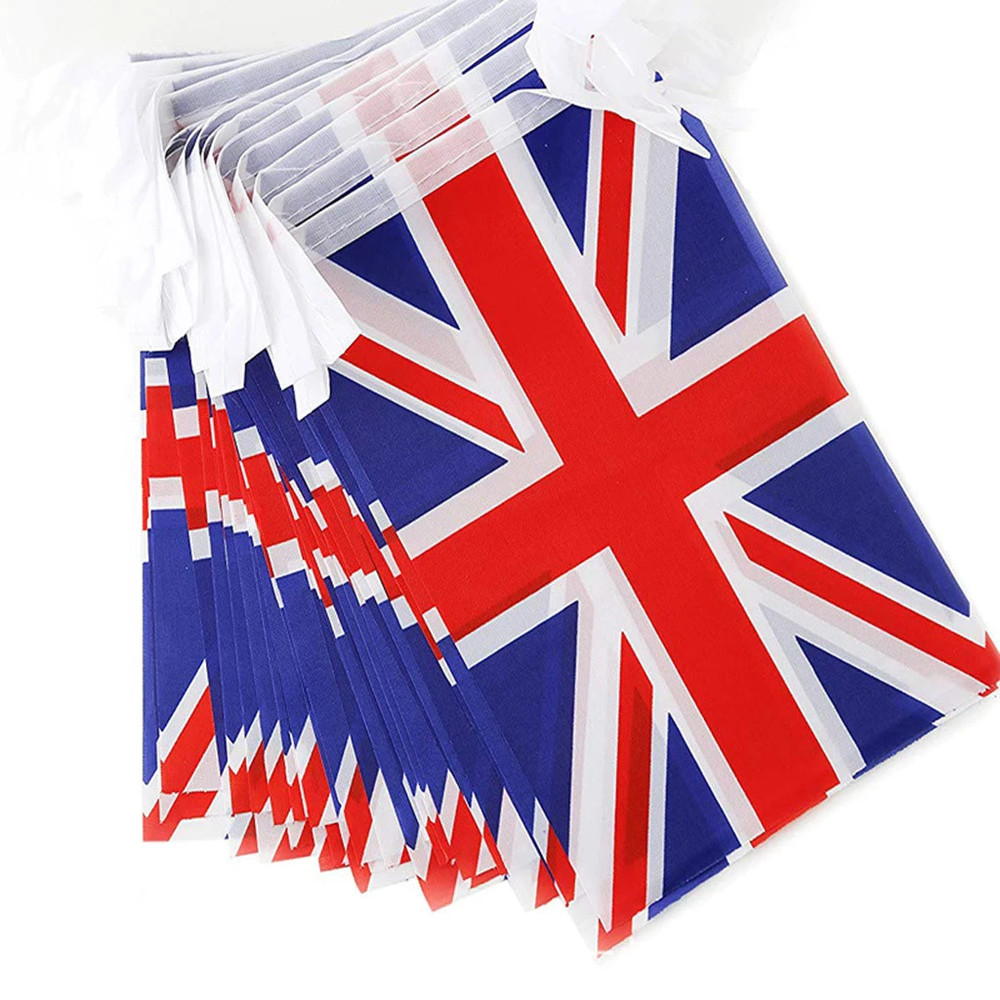10M 33FT Union Jack Double Sided Fabric 28 x 9×6 Flags Bunting