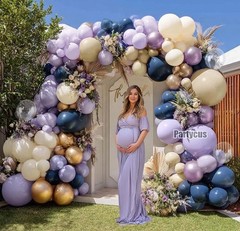 Navy Blue Purple Balloon Arch Double Dark Blue Pastel Lavender White Sand Ivo…