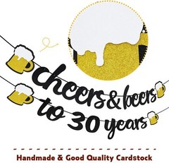 30 Years Birthday Decorations – Cheers & Beers to 30 Years Banners & Balloons