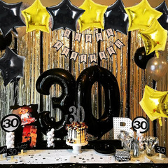 30Pcs 18 Inch Large Black Gold Star Shape Foil Balloons Big Stars Helium Mylar B