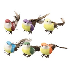 6* Xmas Tree Decor Perched Fake Feather Birds Garden Decoration Ornament New