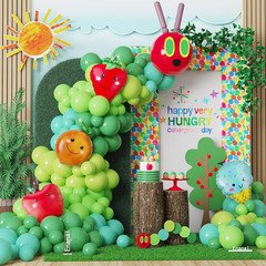 Hungry One Caterpillar Balloon Garland Kit, 164Pcs Green Caterpillar Shaped Ball
