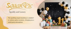 6x6ft Black Sequin Backdrop, High Density Non-Transparent Glitter Curtain for