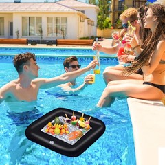 Inflatable Ice Serving Bar Pool Party Buffet Drink Cooler Floating Ice Tray F…
