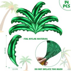 124 PCS Palm Tree Leaves Coconut Balloons Set 14 PCS Green Foil Coconut Tree …