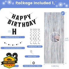 Ashmole 23th Birthday Banner Balloons Black Silvery
