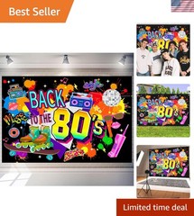 Fade-Resistant 80s Retro Background – 7×5 ft for Photography & Celebrations