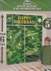 MILITARY CAMOUFLAGE WALL POSTER DECORATING KIT (5pc) ~ Birthday Party Supplies