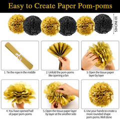75Th Birthday Decorations Kit for Men Women, Black Gold Happy 75Th Birthday Bann