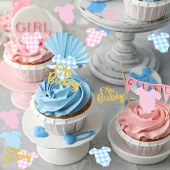 240 PCS Blue Pink Gingham Gender Reveal Baby Shower Glitter Confetti