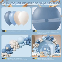 412Pcs Dusty Blue White Sand Balloon Arch Garland Kit,18 12 10 5 Inch Slate F…