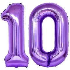 Number 10 Purple Balloons 40 Inch Giant Purple 10 Number Foil Helium Balloons…