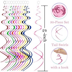 30 PCS Pink Hanging Swirls Decorations Party Streamers Ceiling Decor Pot