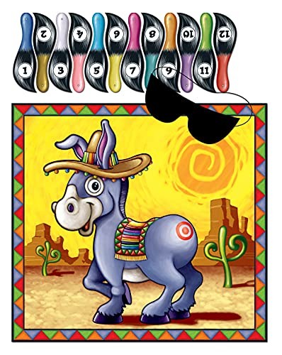 Pin the Tail Donkey Game (mask & 12 tails included) Party Supplies Accessory
