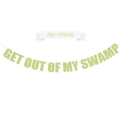 Pre-Strung Party Decorations Get out of my Swamp Bunting Banner Green Glitter…