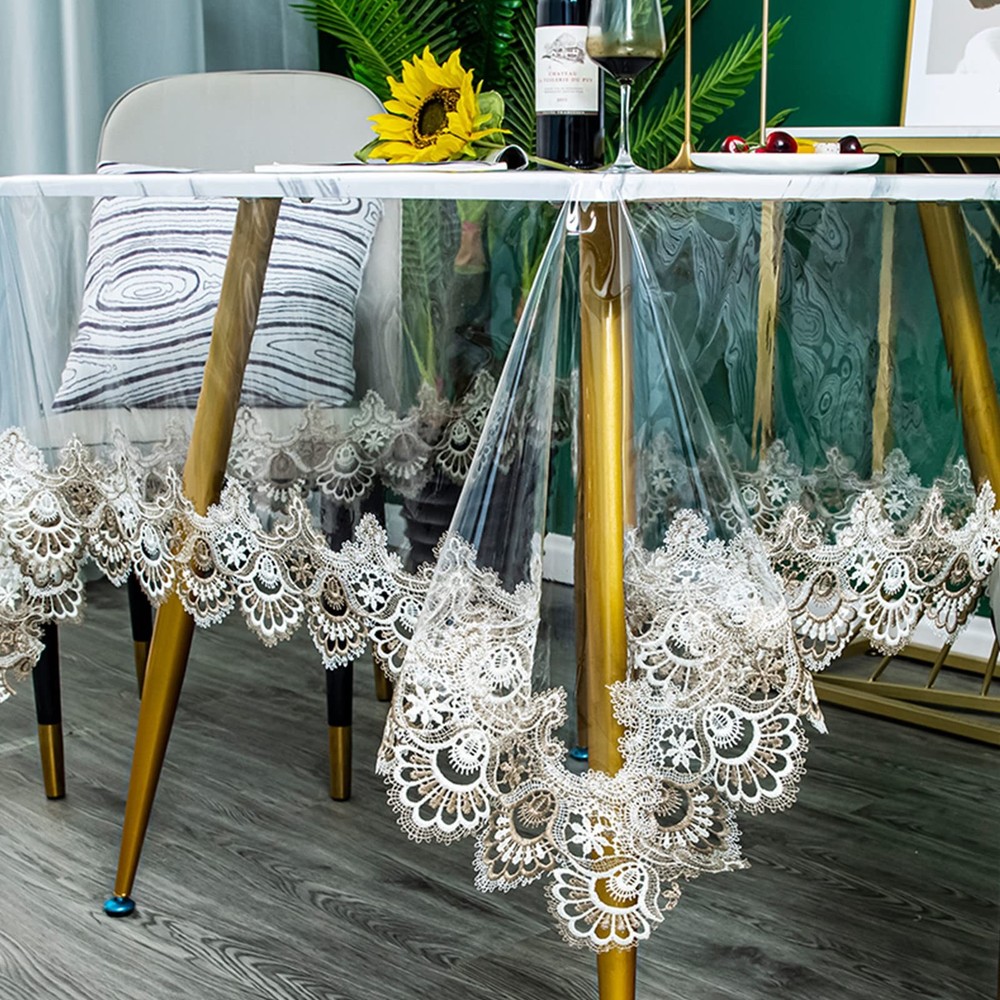 Jeloris Clear PVC Waterproof Rectangle Tablecloth – Vinyl Table Cover