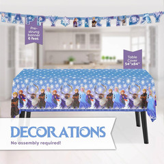 Frozen Birthday Party Decorations | Serves 16 | Banner, Tablecloth, Plates, Napk