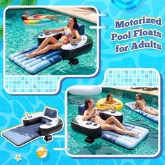 ShinyRelief Motorized Pool Float for Adults, Inflatable Pool Lounger..