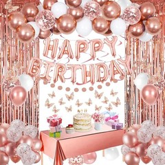 Rose Gold Happy Birthday Party Decorations for Women Happy Birthday Banner