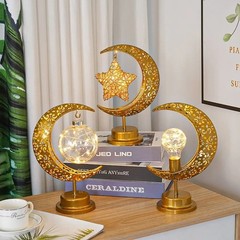 Ramadan Iron Art Moon LED Lights Eid Mubarak Decoration Ramadan Kareem Party Han