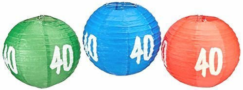 «Beistle 3-Pack «»40″» Paper Lanterns, 9-1/2-Inch», blue/green/red/white (54571-