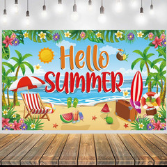 Summer Banner Summer Party Decoations 71X43 Inch Large Summer Beach Backdrop Ban