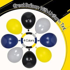 60pcs Black and Yellow Balloons 12inch with Navy Gray Metallic Blue Yellow