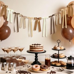 Brown Plaid Bow Garland Banner, Espresso Martini Theme Bow Garland Gingham Ri…