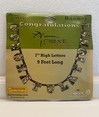 «Congratulations!» Camo Party Banner Decoration 9Ft x 7in