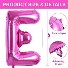 40 Inch Large Rose Red Letter E Balloons – Giant Hot Pink Alphabet Letter Balloo