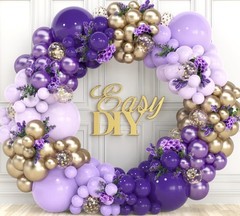 ALL-IN-1 Purple and Gold Balloon Arch & Garland Kit – Small and Large Purple …