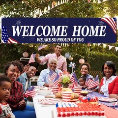 Welcome Home Banner White and Blue Homecoming Backdrop – We Are So Proud of You