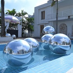 AplusChoice 2PCS 47″ Big Shiny Inflatable Mirror Ball Reusable Hanging Silver