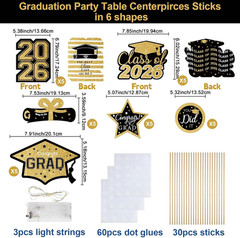 Graduation Decorations 2026-30Pcs Black and Gold Graduation Table Decorations…
