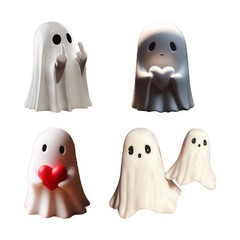 Middle Finger Cute Ghost Statue Scary Ghost Figurines Halloween Decorations JQ