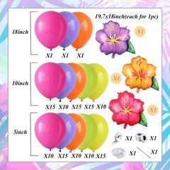 135Pcs Summer Tropical Balloon Arch Kit, Hot Pink Purple Orange Yellow Green …