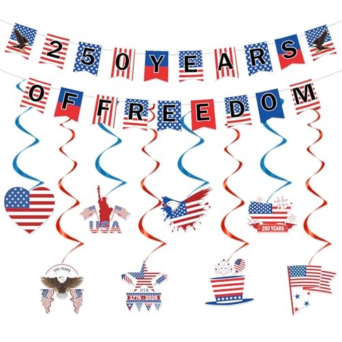 250 Anniversary party Decorations – 10 pcs 250 Years of Freedom Banner