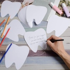 200 PCS 4 Inch Tooth Cutouts Paper White Teeth Shapes Die Cut Double Sided