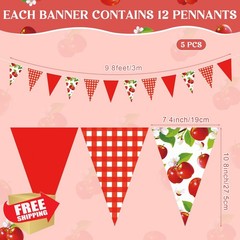 Pasimy red white apple banner, 60 pcs