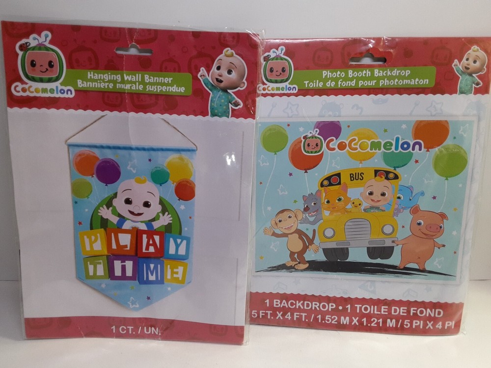 Cocomelon Hanging Wall Banner «Play Time» & Photo Booth Backdrop (5′ X 4′)~ New
