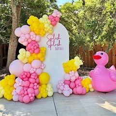 Little Duck Balloon Garland Arch Kit, 157pcs Pink Yellow Clear Balloons with …