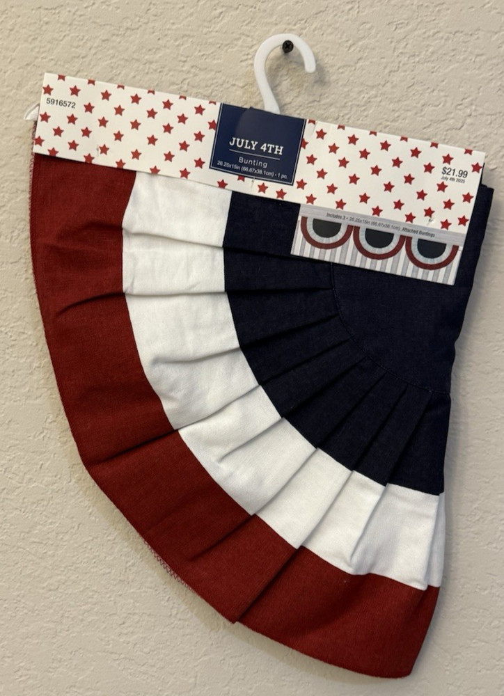 Hobby Lobby July 4th Red White & Blue 3 Piece Bunting Lot of 2