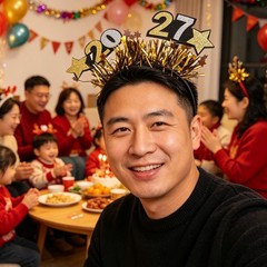 4Pcs Reusable 2027 New Year Headbands Party Tiara Headpieces with Star Design