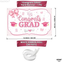 Pink Bow Congrats Grad Banner – 72×44 Inch | Pink graduation banner Class Of 202