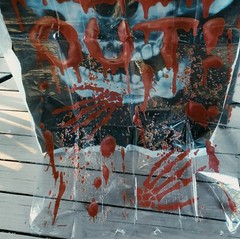 Halloween Gore Dripping Blood On Door Decoration Spooky Scene Setter Spirit