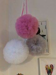 set of 4 hand made pretty tulle pom poms (large medium small extra small)