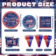 American Flag Patriotic Party Supplies Set 168pcs – Serves 24, Includes Plate…