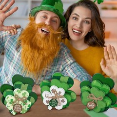 Yulejo 3 Pcs St. Patrick’s Day Shamrock Table Decorations Shamrock Tiered Tra…