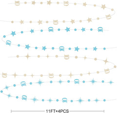 Champagne Gold Blue 10Th Birthday Decorations Number 10 Circle Dot Star Garland